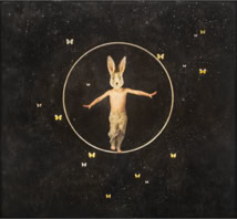 A Little Night Magic 50x54 photo-encaustic painting with crushed glass and citrine  by Maggie Hasbrouck 2023